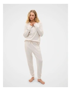 Waffle Top and Pant PJ Set in Meringue Marle