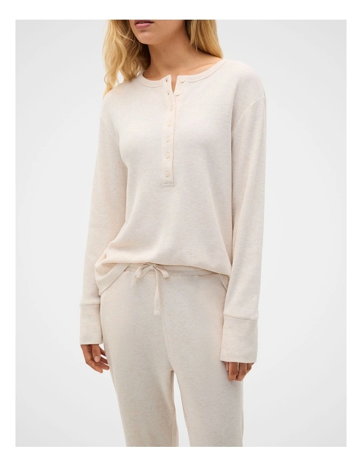 Waffle Top and Pant PJ Set in Meringue Marle image 2