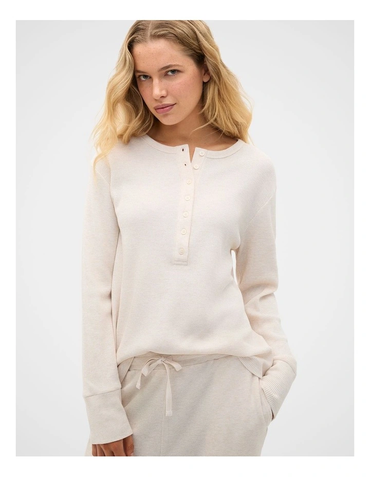 Waffle Top and Pant PJ Set in Meringue Marle image 4