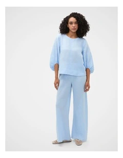 Core Linen Balloon Sleeve Top
