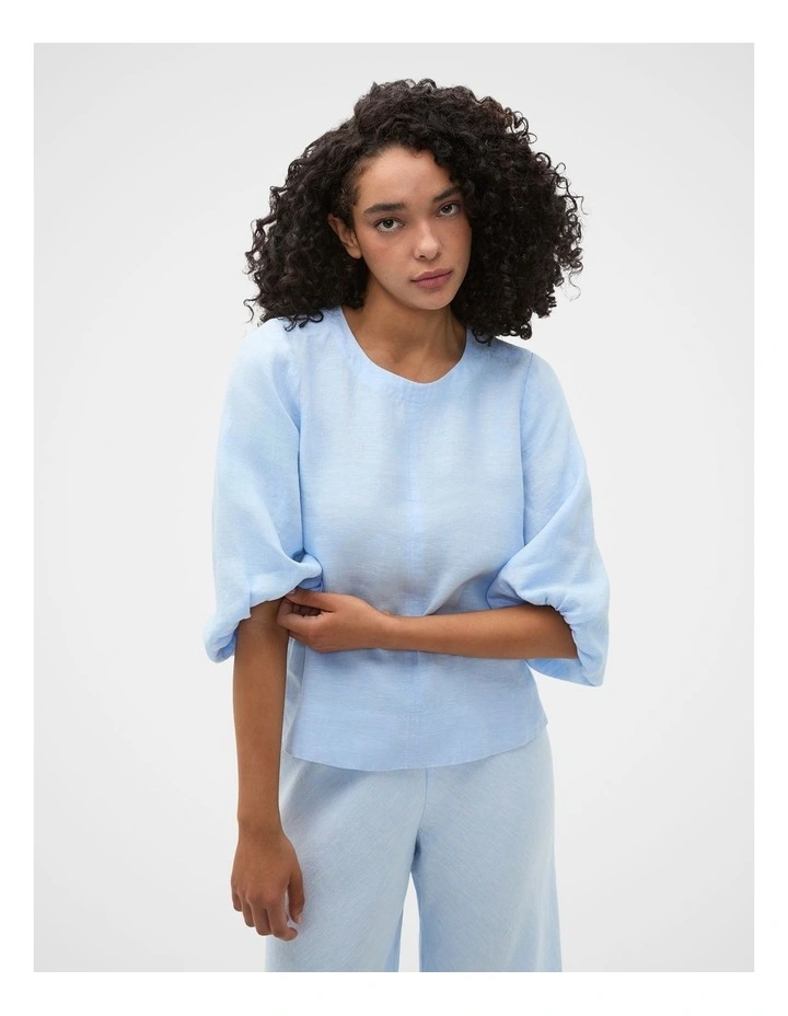 Core Linen Balloon Sleeve Top image 3
