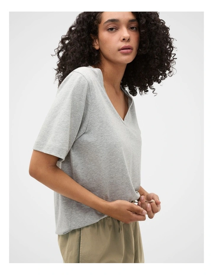 Cotton V Neck Relaxed Tee image 2