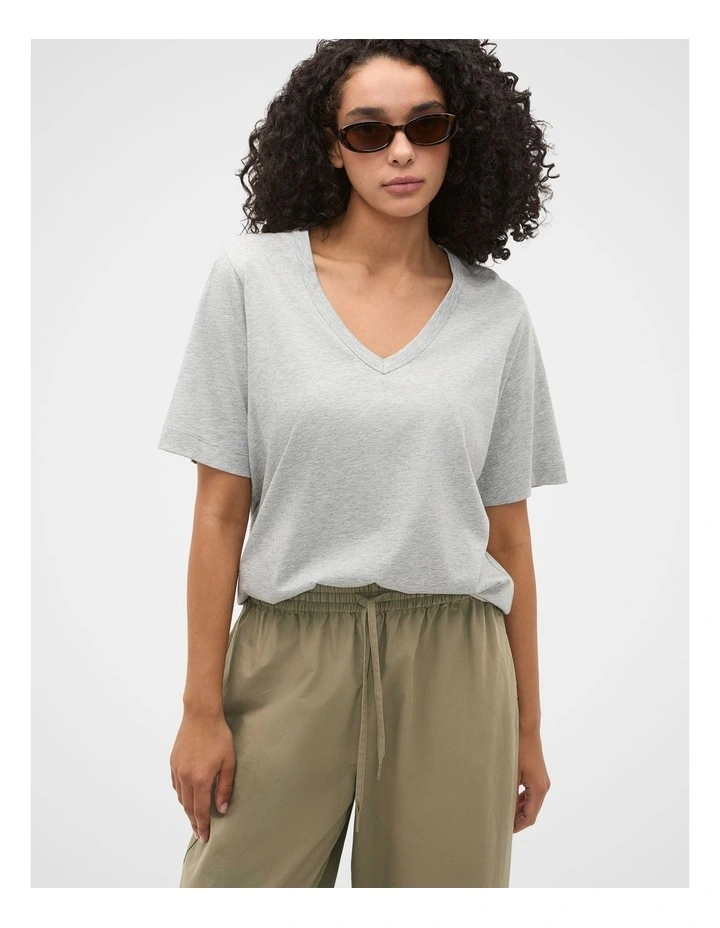 Cotton V Neck Relaxed Tee image 3