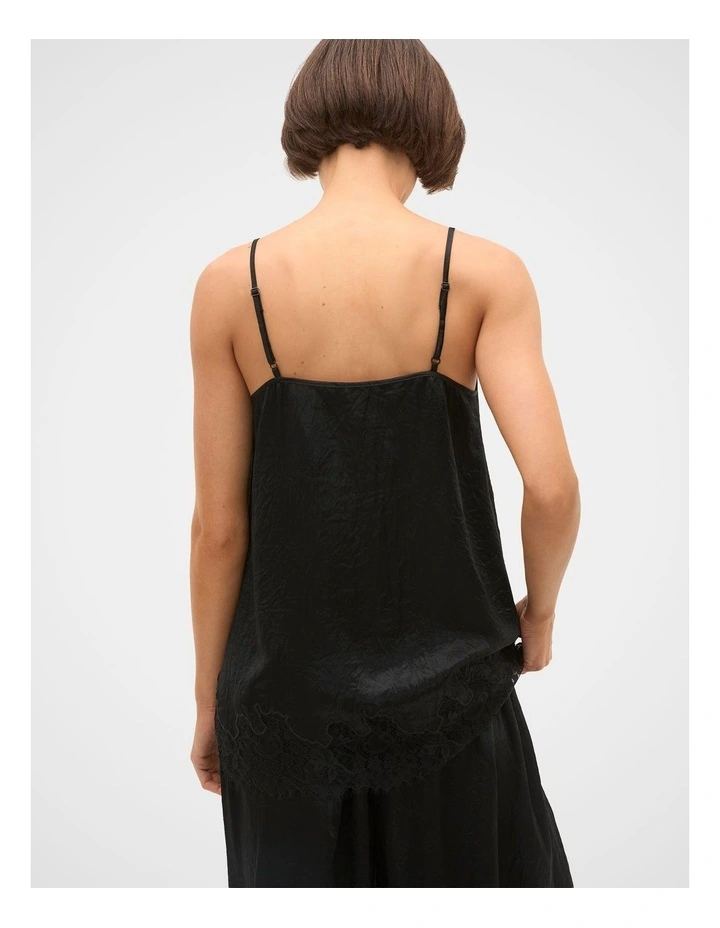 Crinkled Satin Lace Trim Cami image 4