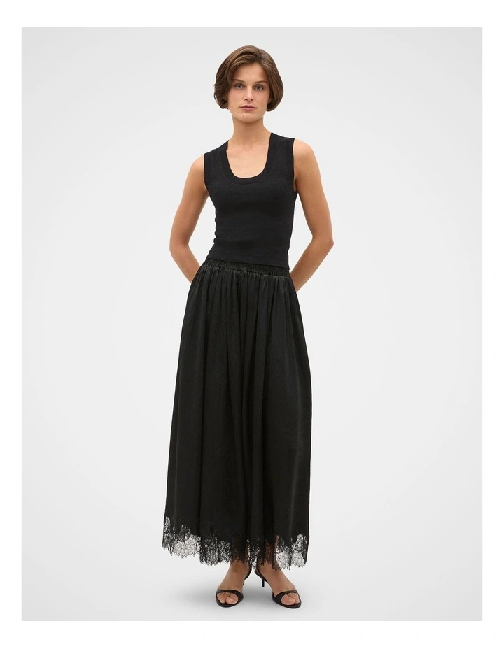 Crinkled Satin Lace Trim Skirt image 2