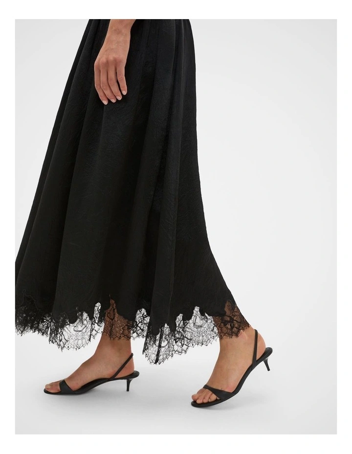 Crinkled Satin Lace Trim Skirt image 3