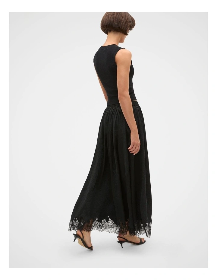 Crinkled Satin Lace Trim Skirt image 4