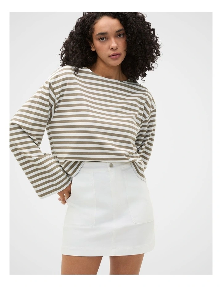 Denim A Line Pocket Mini Skirt image 2