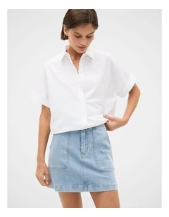 Denim A Line Pocket Mini Skirt
