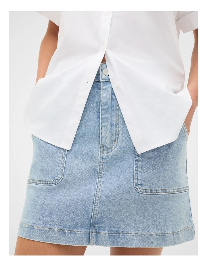Denim A Line Pocket Mini Skirt image 2