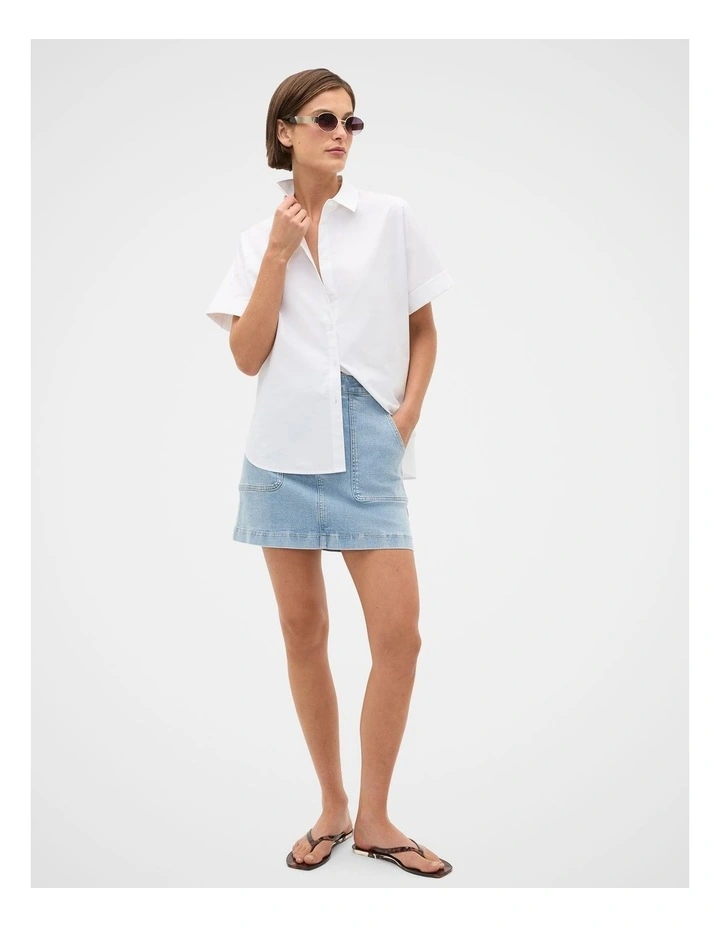 Denim A Line Pocket Mini Skirt image 3