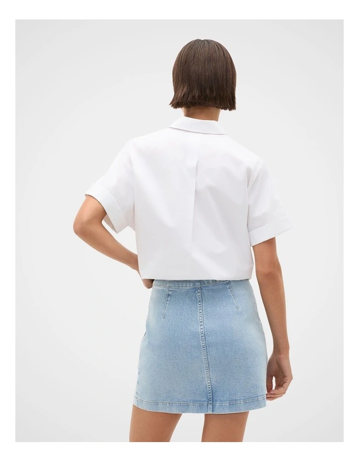 Denim A Line Pocket Mini Skirt image 4