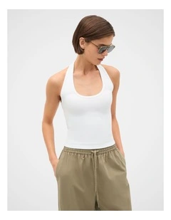 Halter Rib Scoop Neck Tank