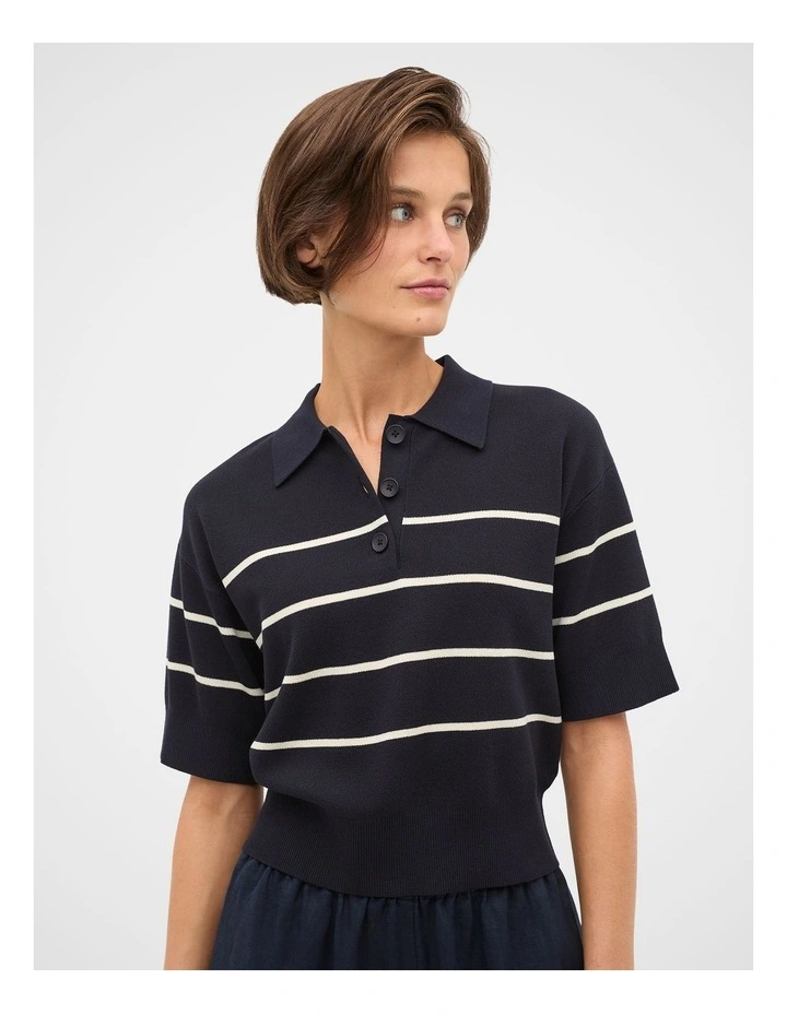 Jacquard Stripe Polo Knit image 3