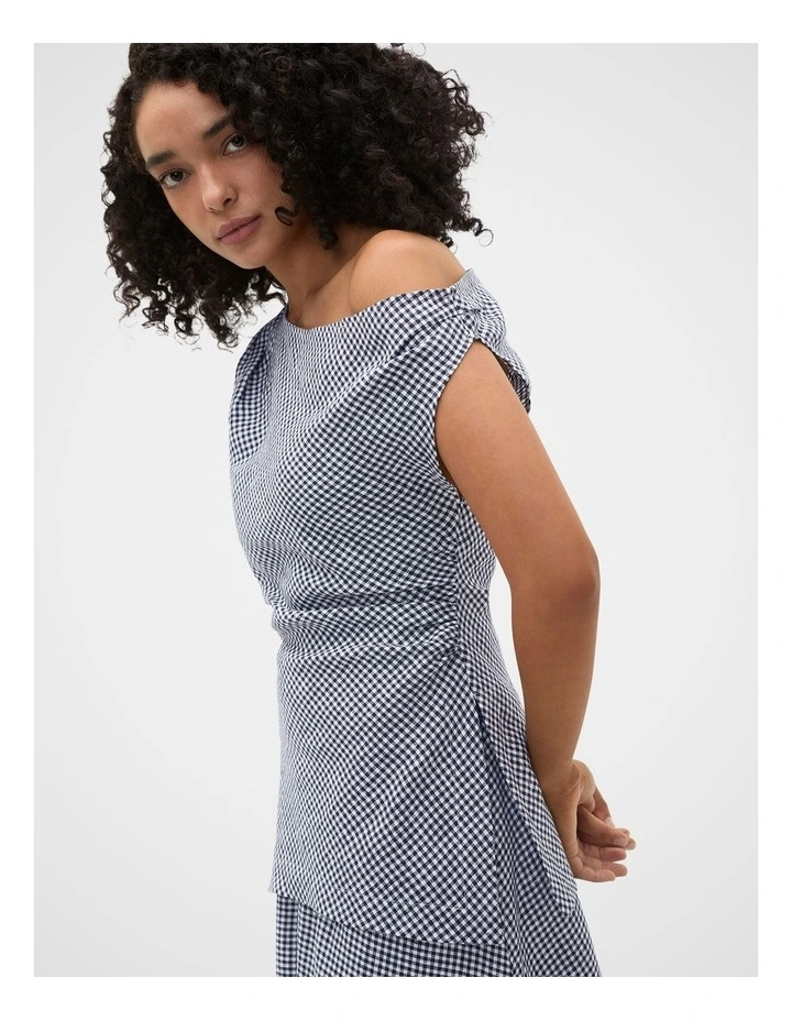 Linen Gingham Asymmetrical Top image 2
