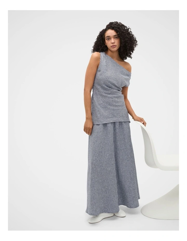 Linen Gingham Asymmetrical Top image 3