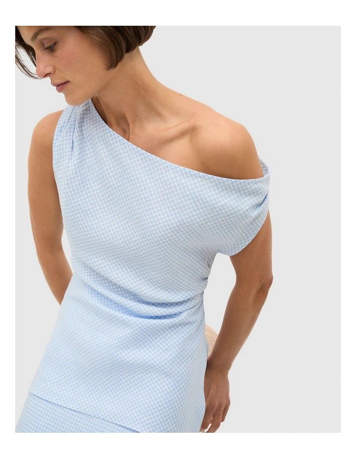 Linen Gingham Asymmetrical Top image 1