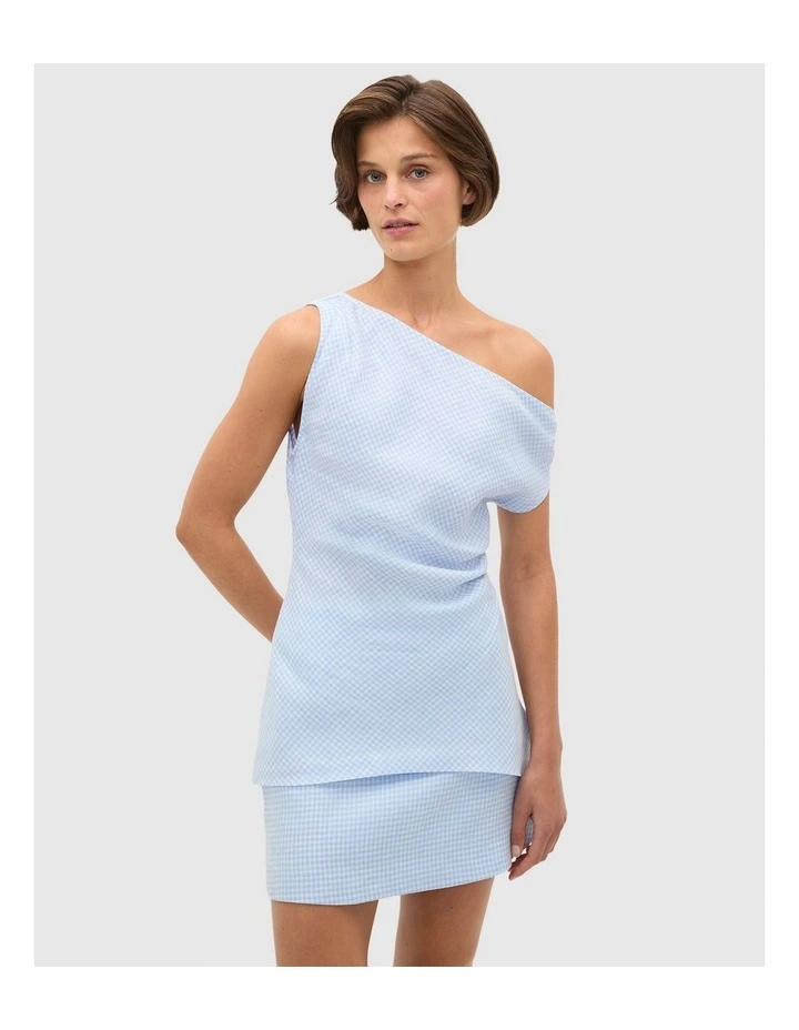 Linen Gingham Asymmetrical Top image 3