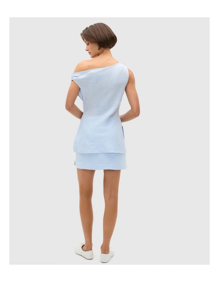Linen Gingham Asymmetrical Top image 4