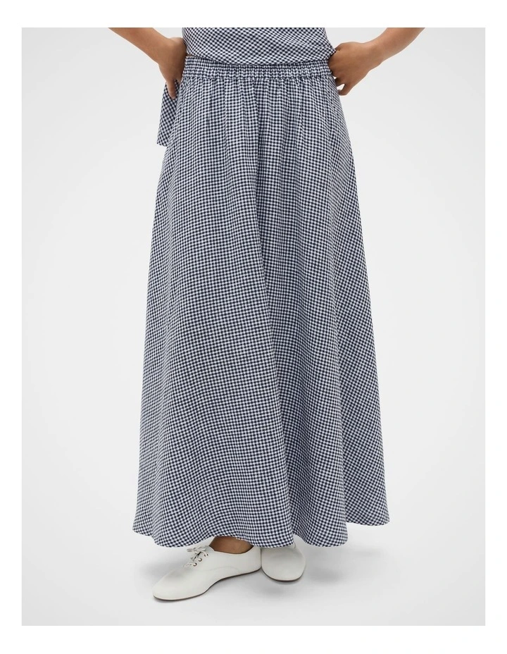 Linen Gingham Elasticated Skirt image 3