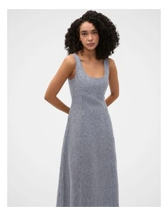Linen Gingham Midi Dress