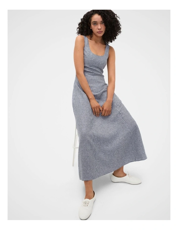 Linen Gingham Midi Dress image 2
