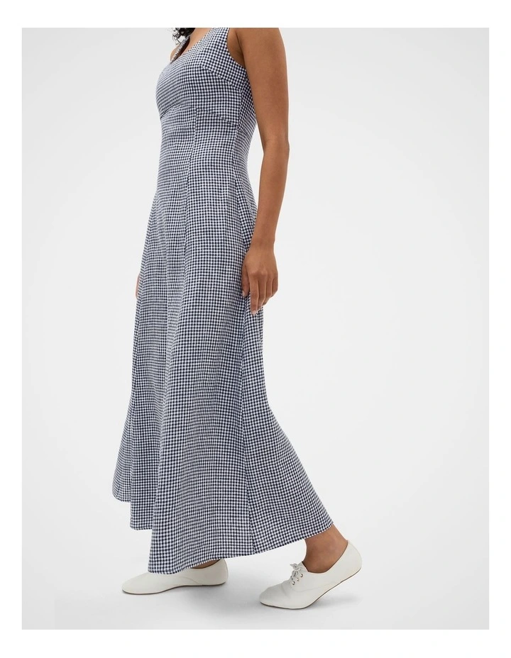 Linen Gingham Midi Dress image 3