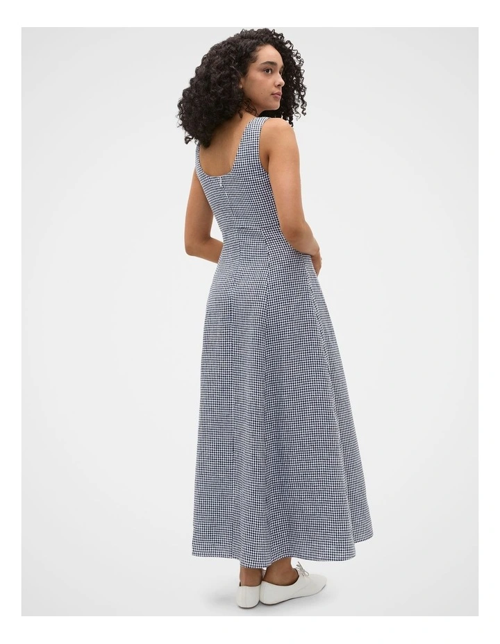 Linen Gingham Midi Dress image 4