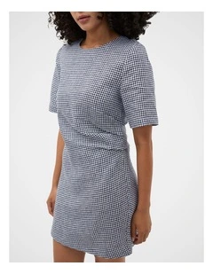 Linen Gingham Mini Dress