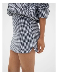Linen Gingham Mini Skirt