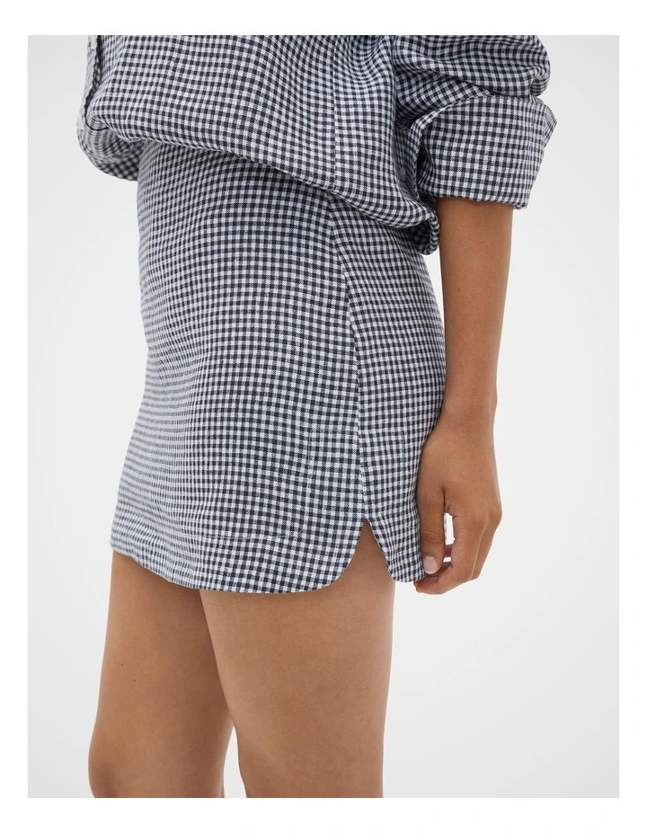 Linen Gingham Mini Skirt image 1