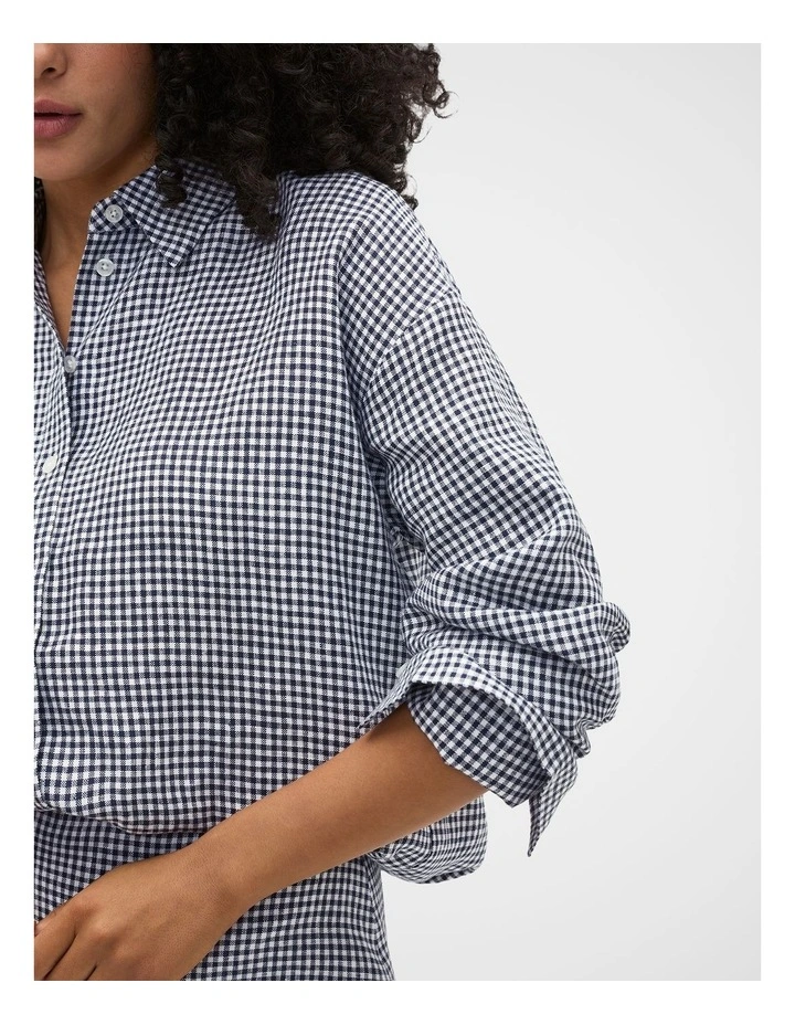 Linen Gingham Oversized Shirt image 3