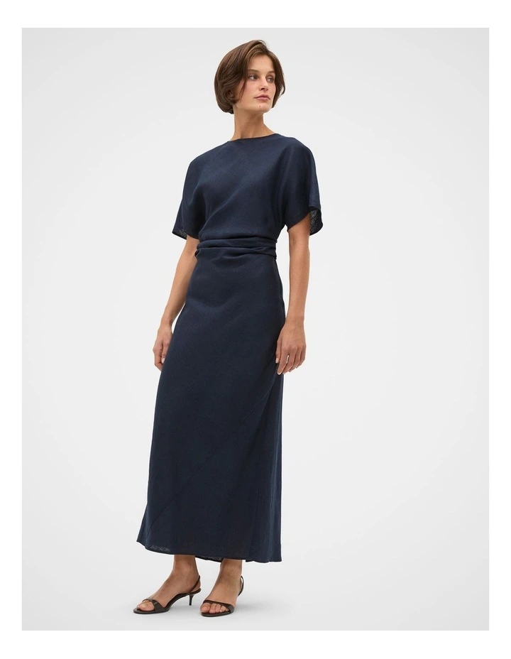 Linen Tuck Waist Midi Dress image 2