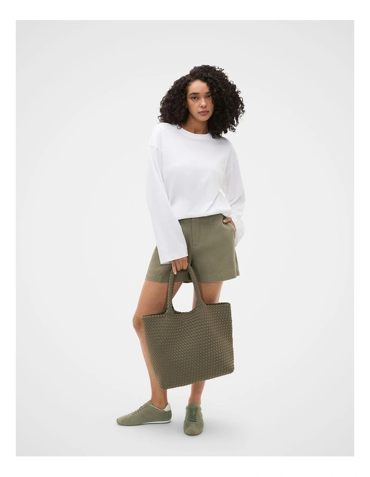 Woven Textured East West Tote image 2