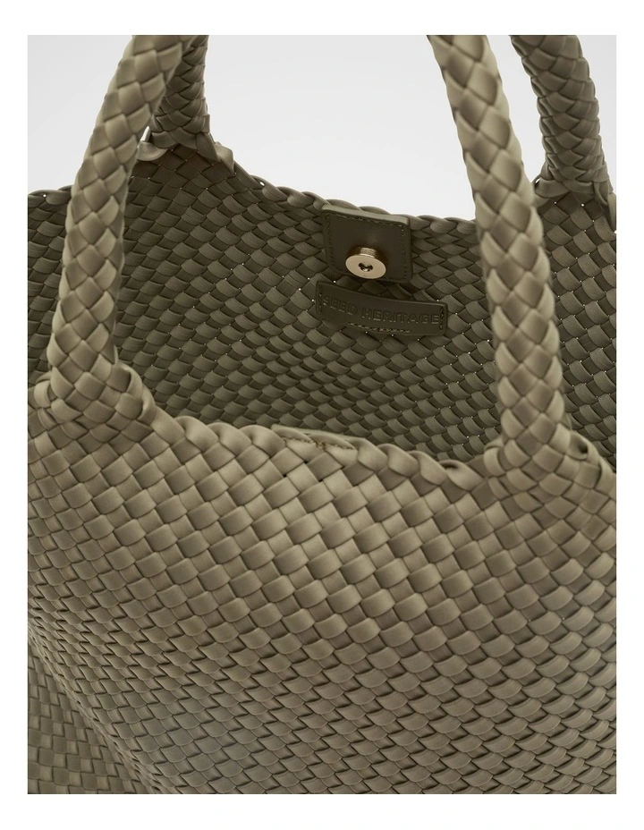 Woven Textured East West Tote image 4