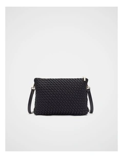 Woven Textured Multi Pocket Bag in Black