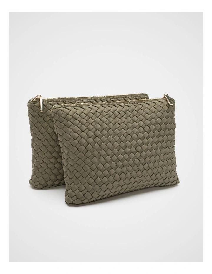 Woven Textured Multi Pocket Bag in Caper image 3