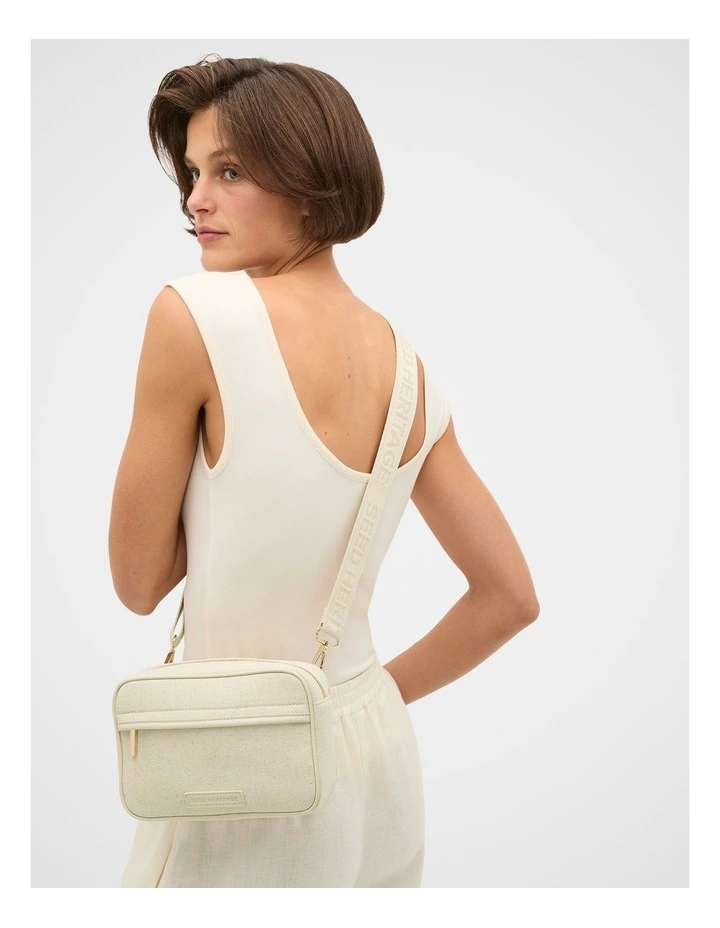 Mini Canvas Crossbody Bag in Natural image 2