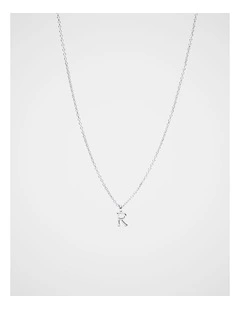 Silver Alphabet Necklace - R