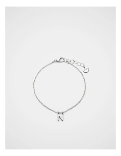 Silver Alphabet Bracelet - N