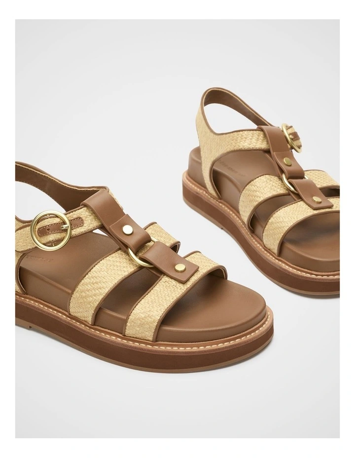 Callie Woven Caged Sandal in Tan Weave image 3