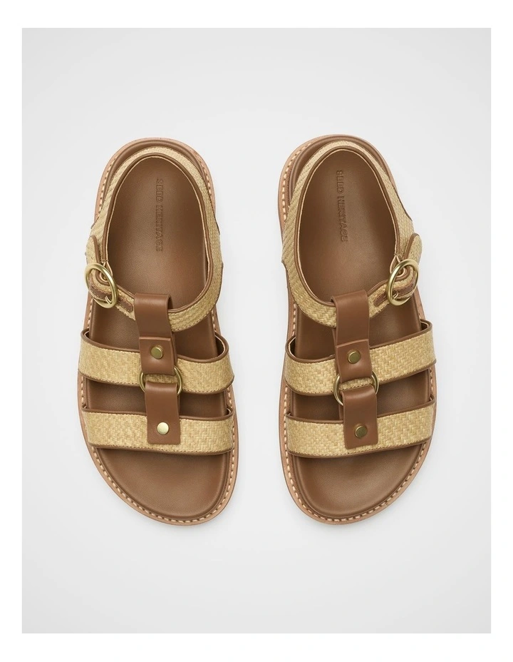 Callie Woven Caged Sandal in Tan Weave image 4