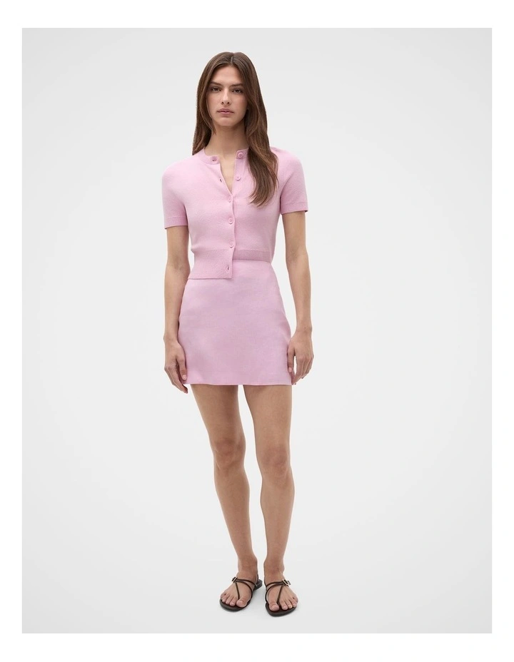Core Linen Curve Hem Mini Skirt image 1