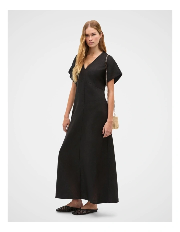 Linen V Neck Midi Dress image 1