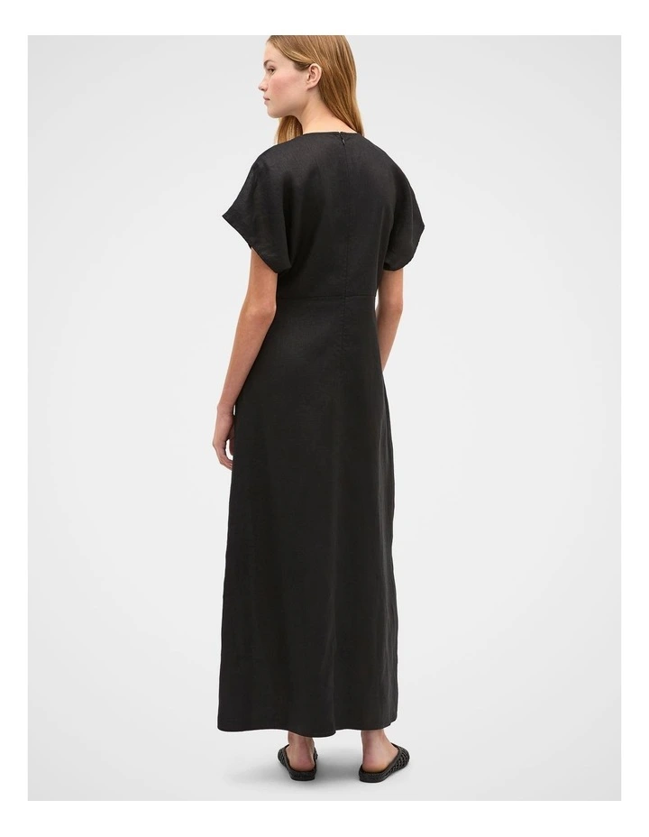 Linen V Neck Midi Dress image 3
