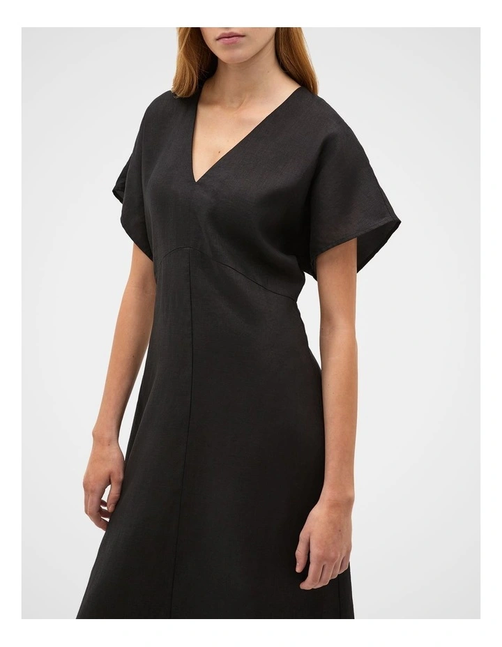 Linen V Neck Midi Dress image 4