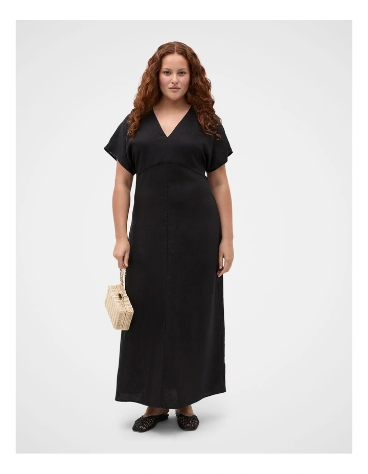 Linen V Neck Midi Dress image 5