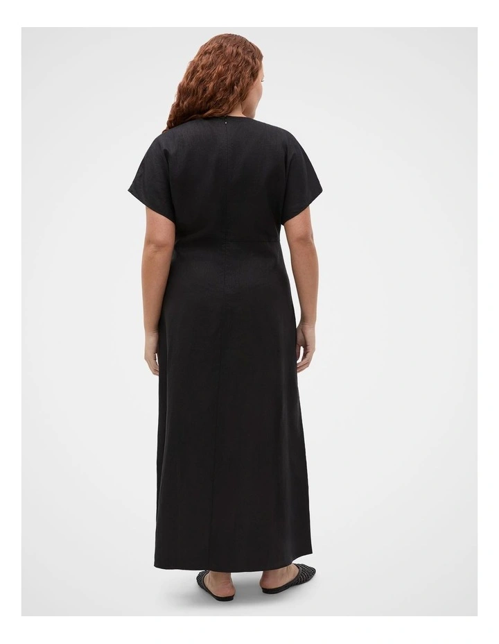 Linen V Neck Midi Dress image 6