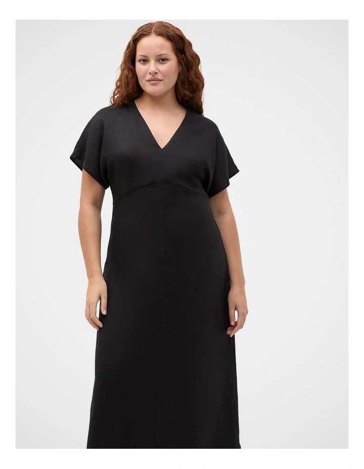 Linen V Neck Midi Dress image 7