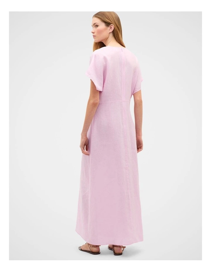 Linen V Neck Midi Dress image 3